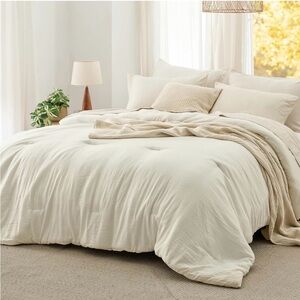 Bedsure Oversized Queen Comforter Set - Ivory